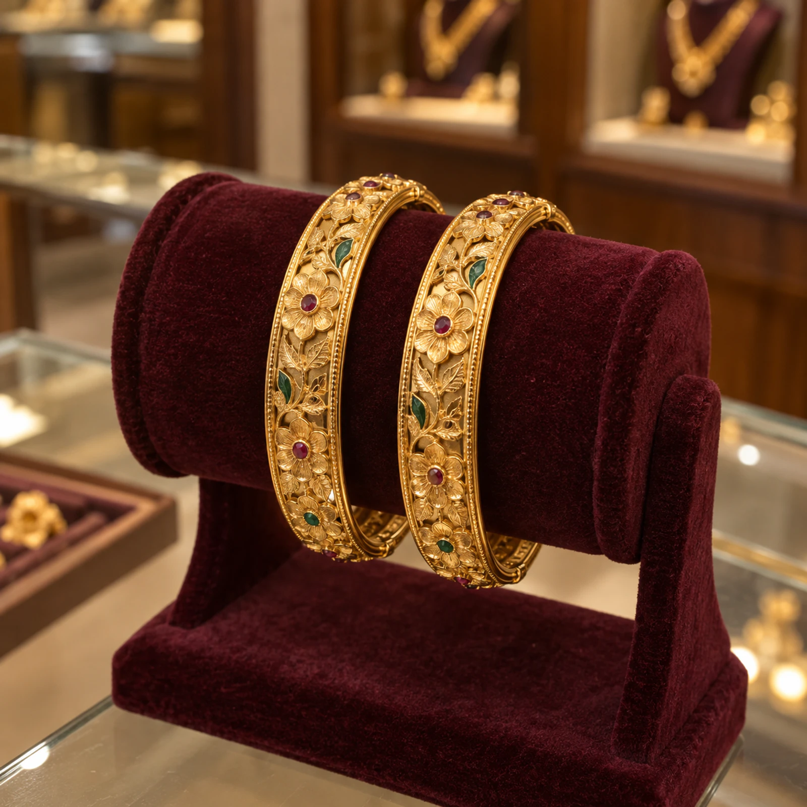 Vasudha Floral Bangles jewellery design