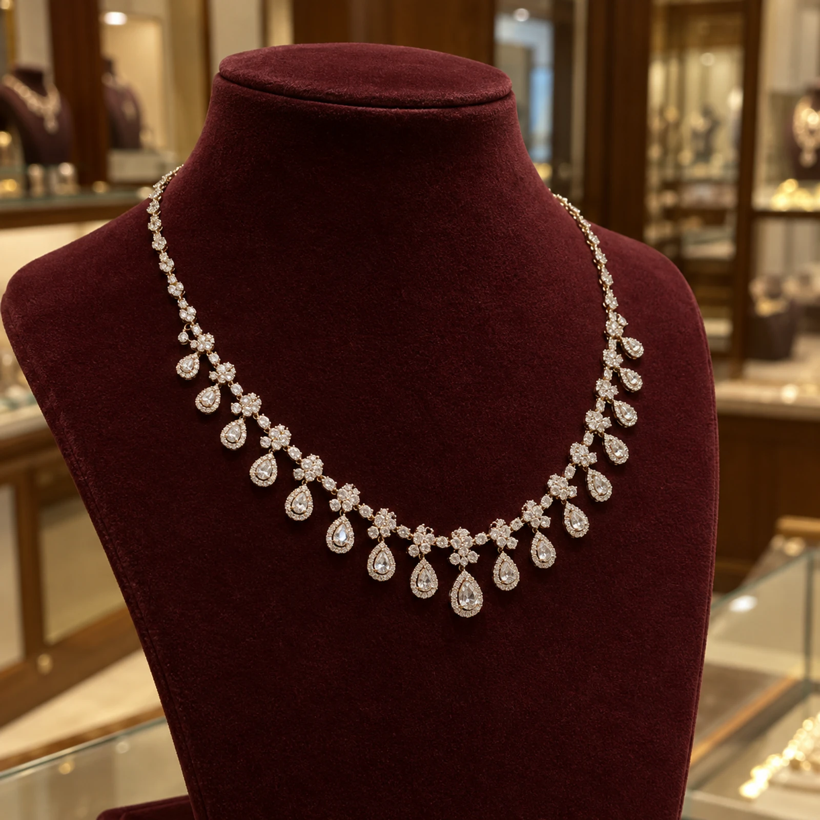 Ziya Diamond Halo Necklace jewellery design