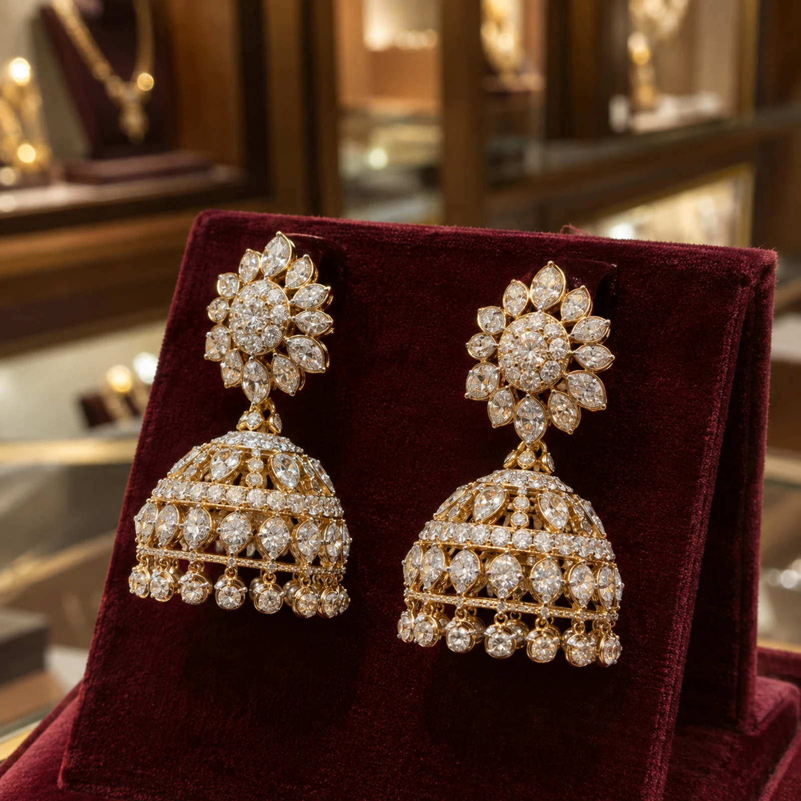 Ruhani Diamond Jhumka Earrings jewellery design