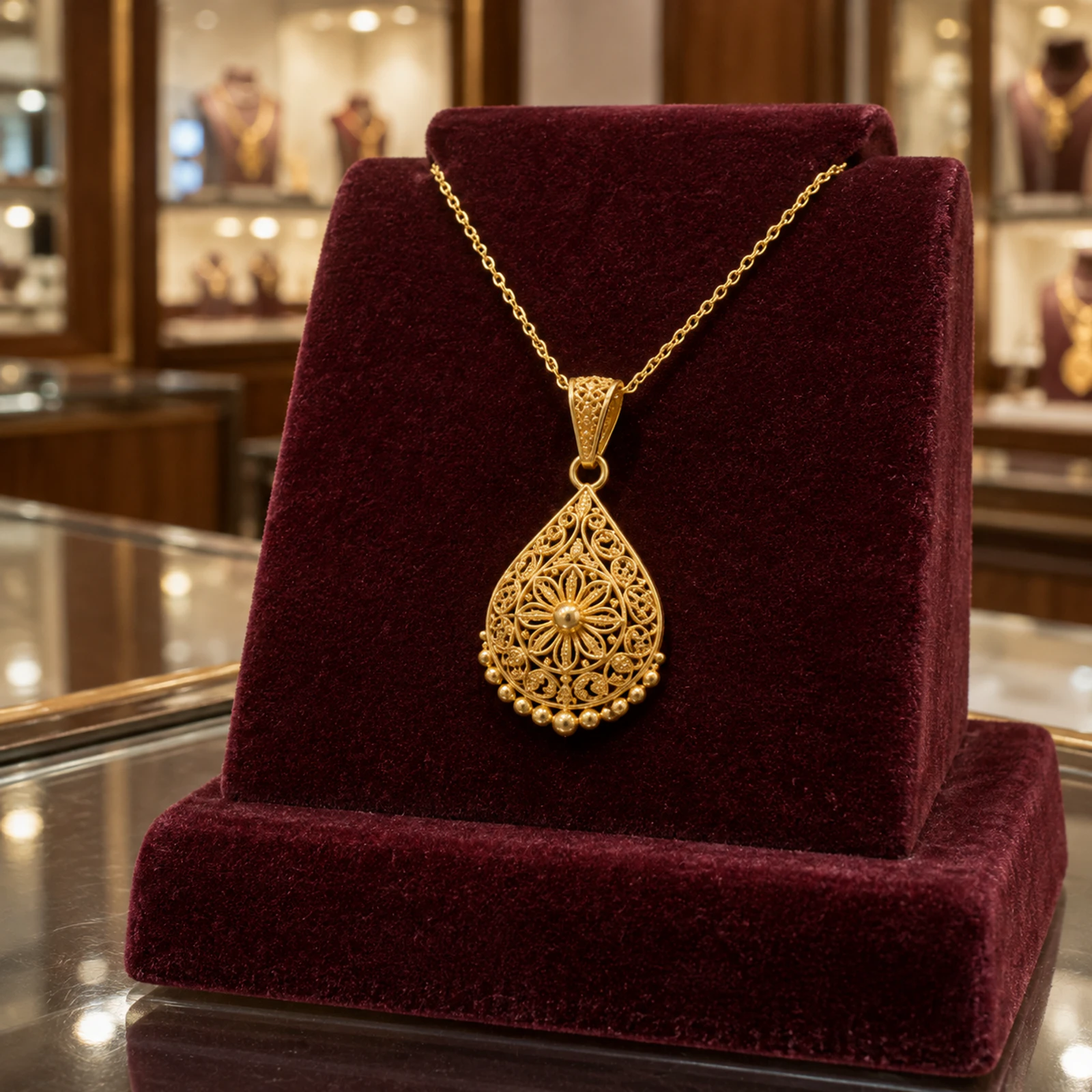 Meher Gold Filigree Pendant jewellery design