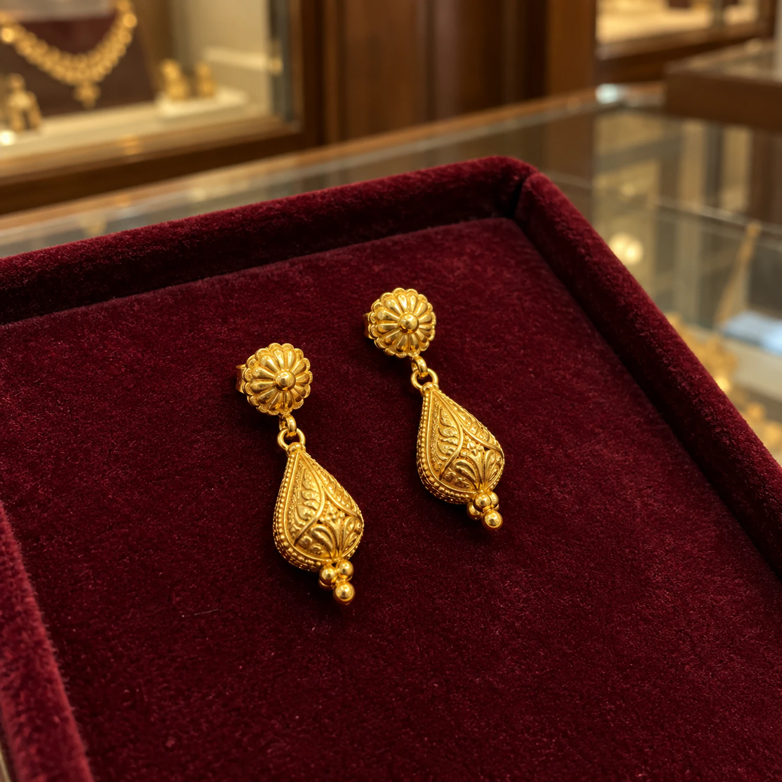 Ishani Gold Drop Earrings jewellery design