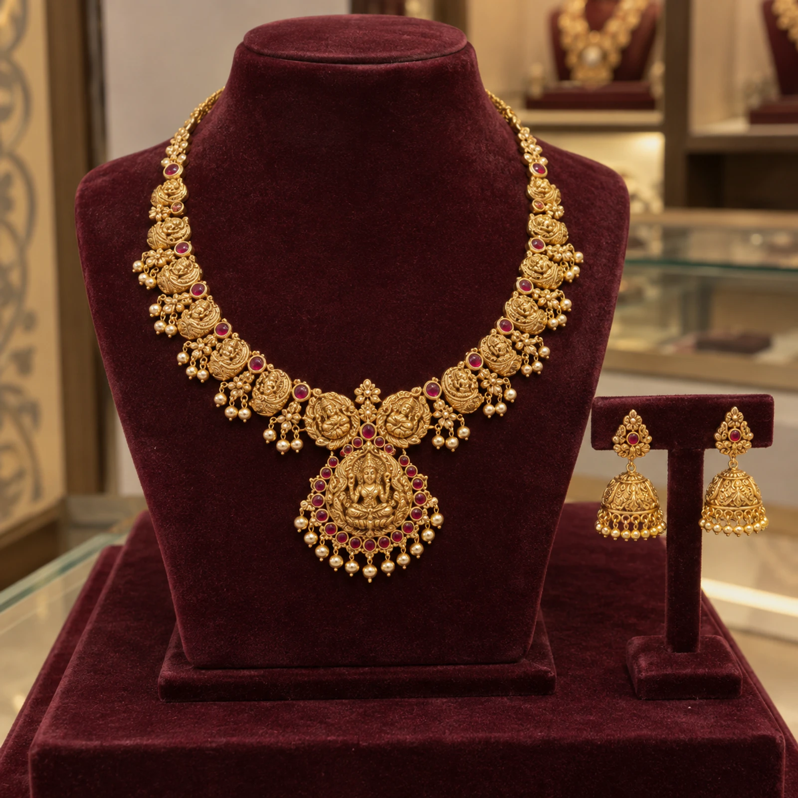 Rhea Ruby Necklace Set jewellery design