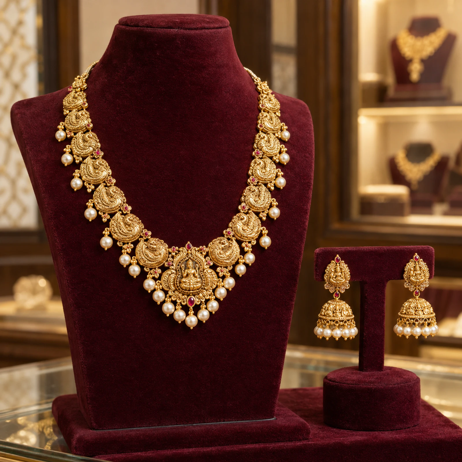 Diya Pearl Necklace Set jewellery design