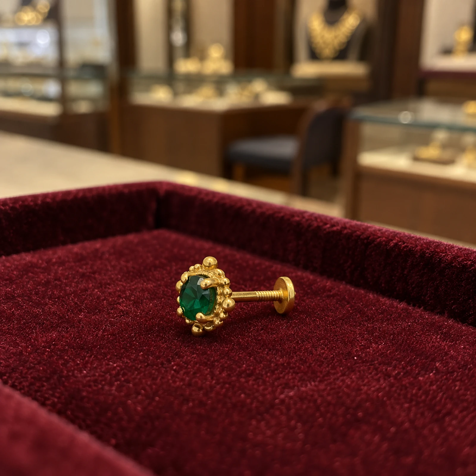 Ziya Emerald Nose Pin jewellery design