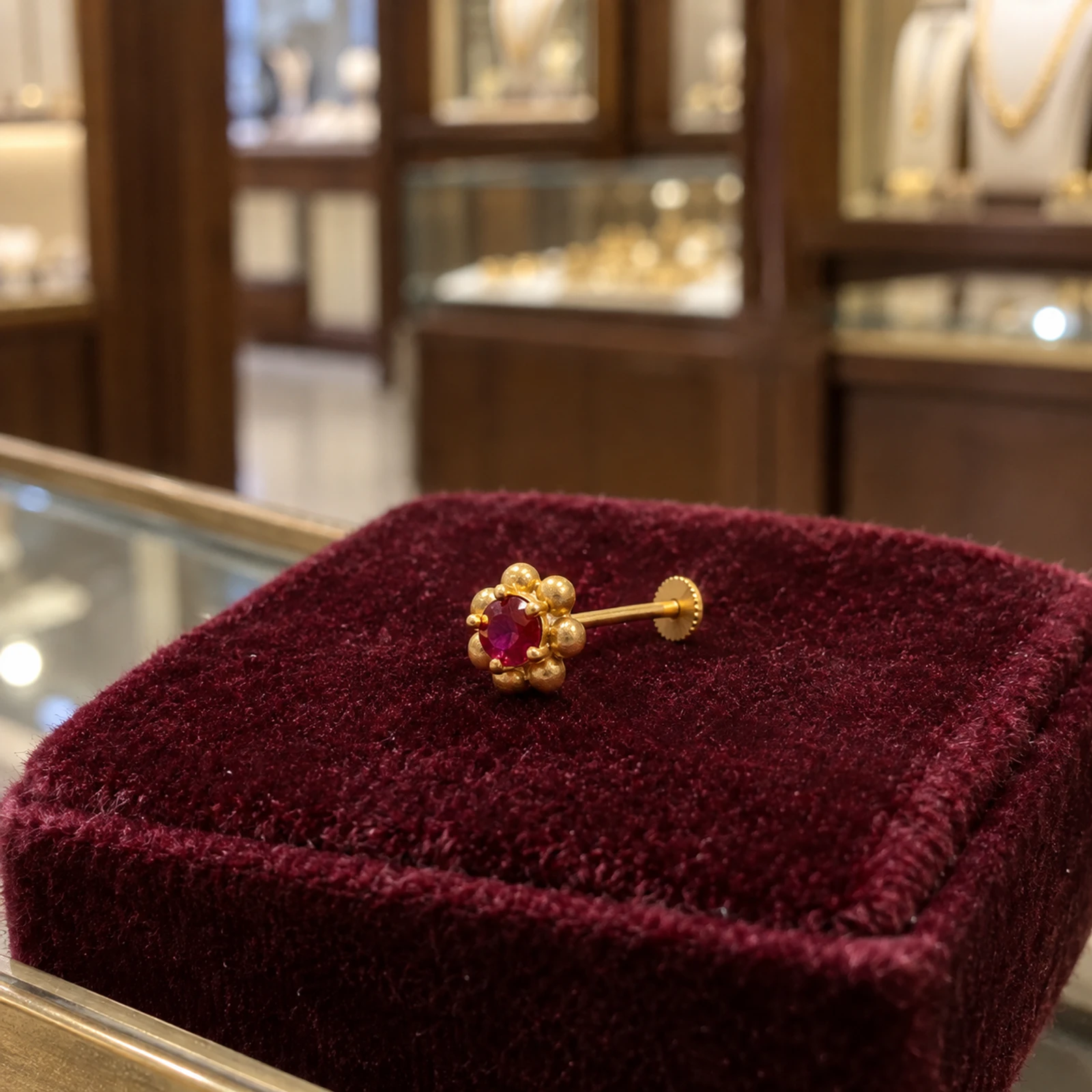 Vanya Ruby Nose Pin jewellery design