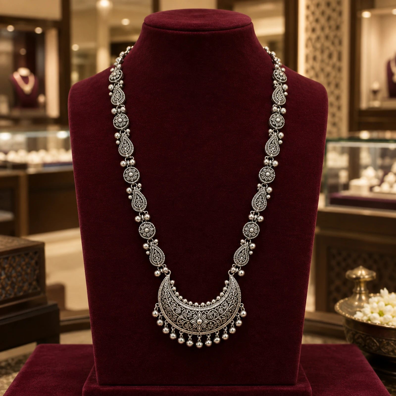 Chandrika Silver Necklace jewellery design