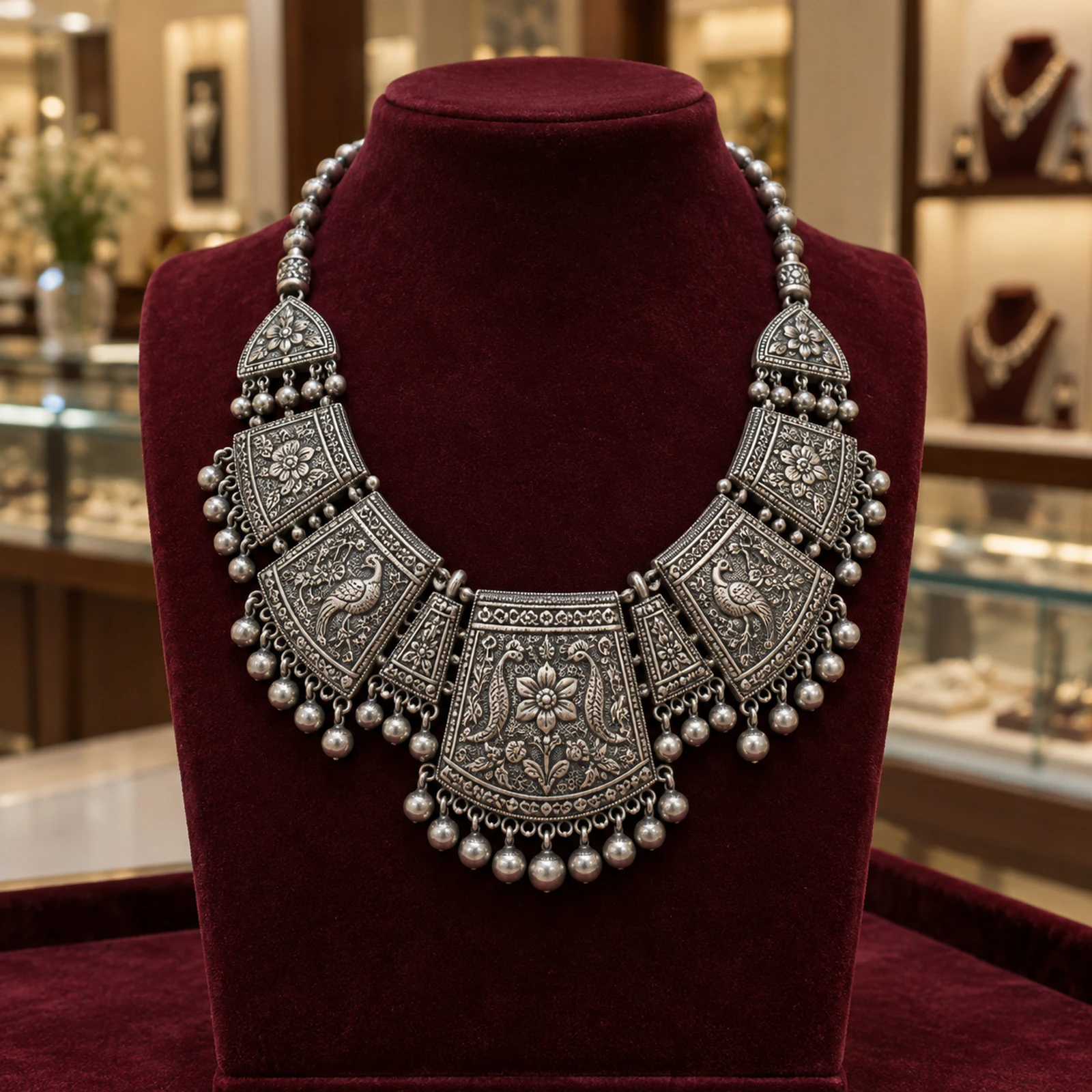 Meher Silver Statement Necklace jewellery design