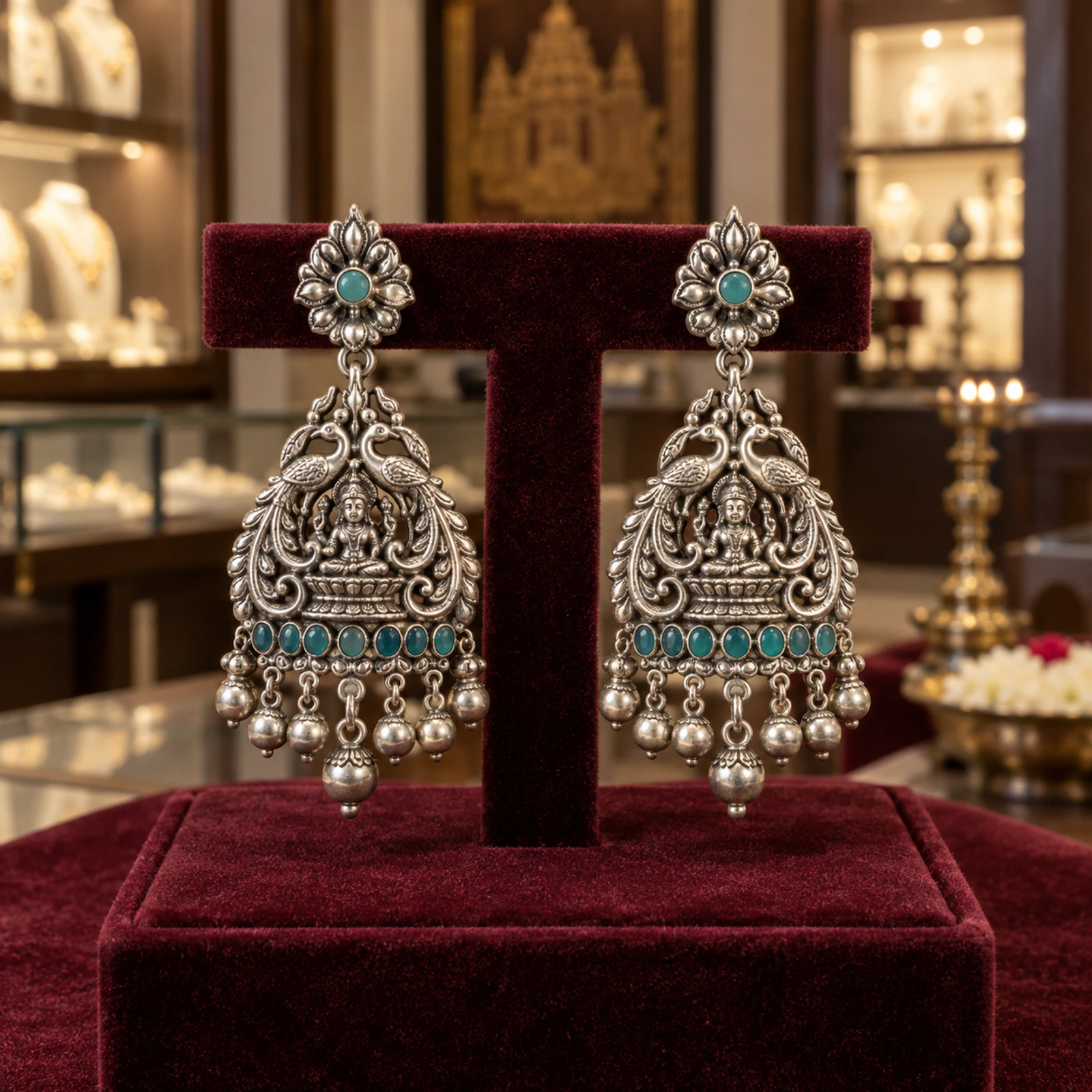 Aarohi Silver Drop Earrings jewellery design