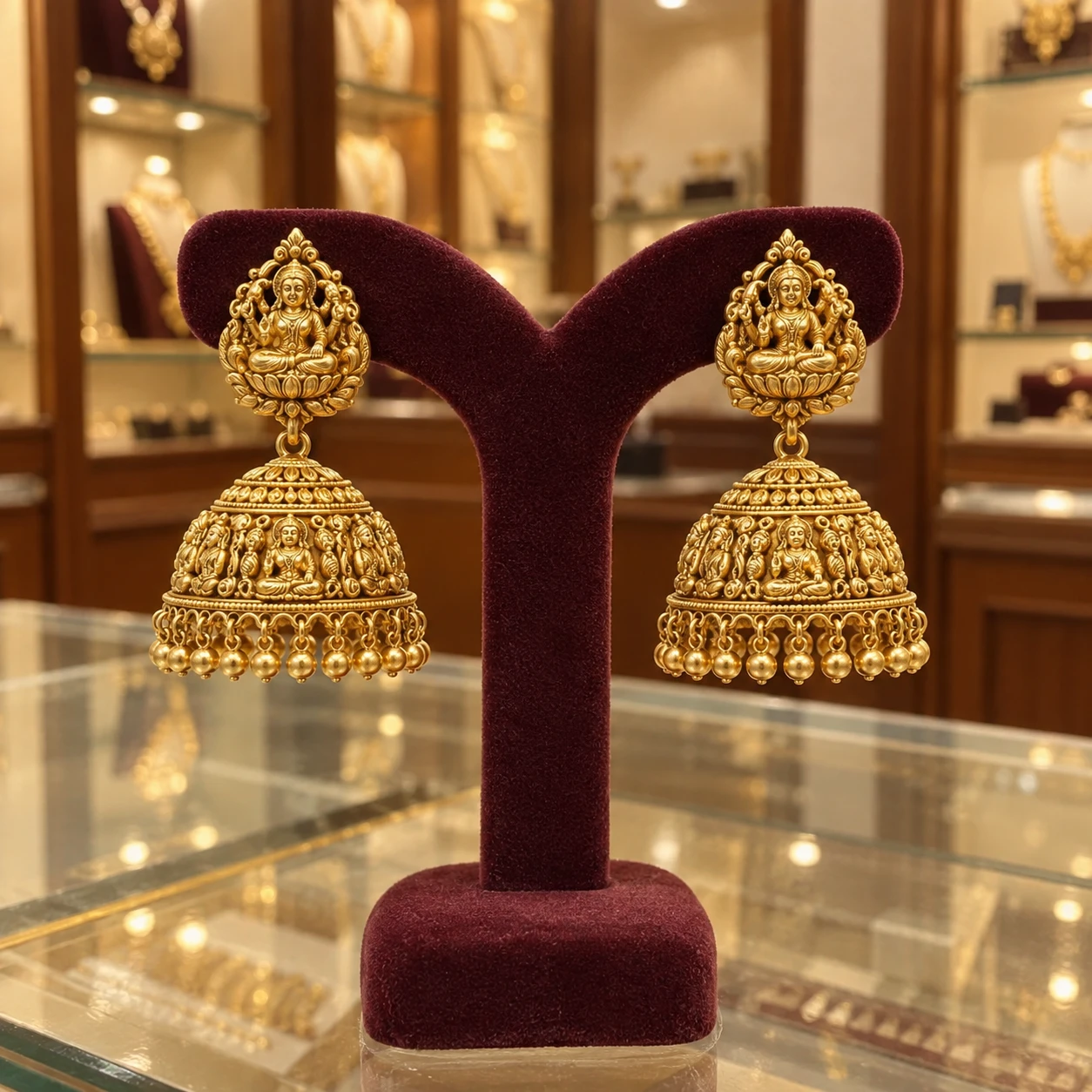 Aarohi Temple Jhumka Earrings jewellery design